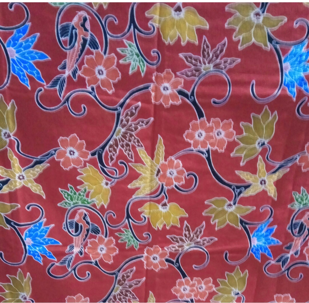 Batik tulis motif koi dan bunga