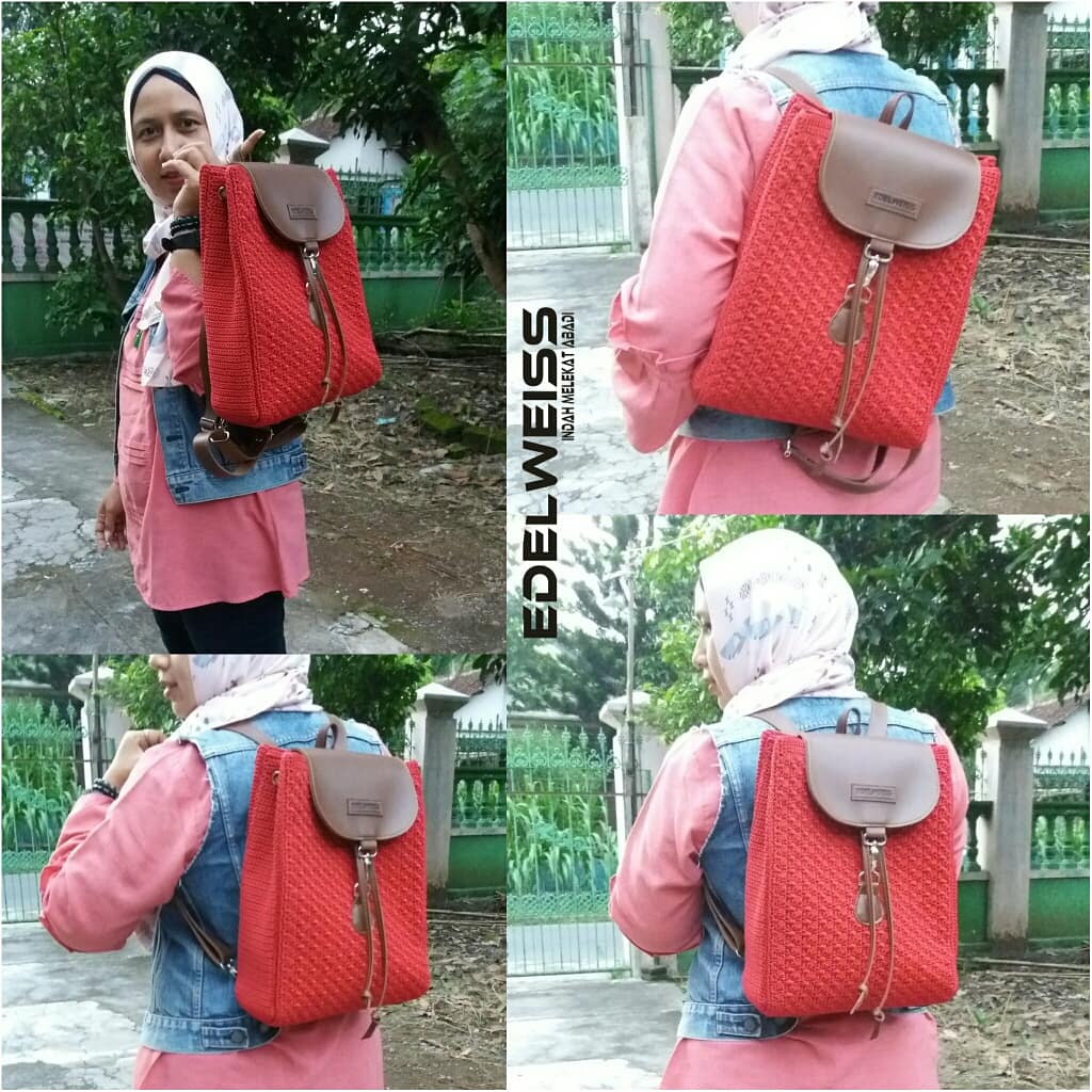 Tas Rajut Ransel Pink