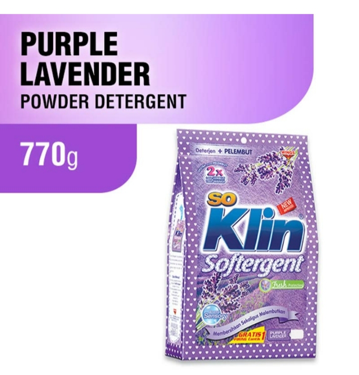 Veve cell - Soklin  Powder Detergent   Softergent Purple Bag 770g